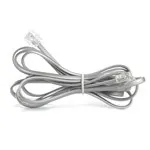 A silver cord with two white wires on it.